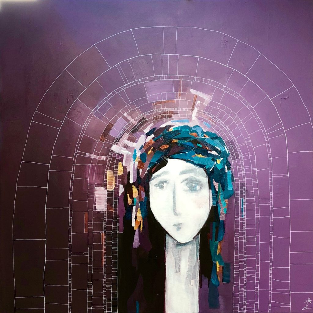 "Shelter" (Plum) 100 x 100 cm