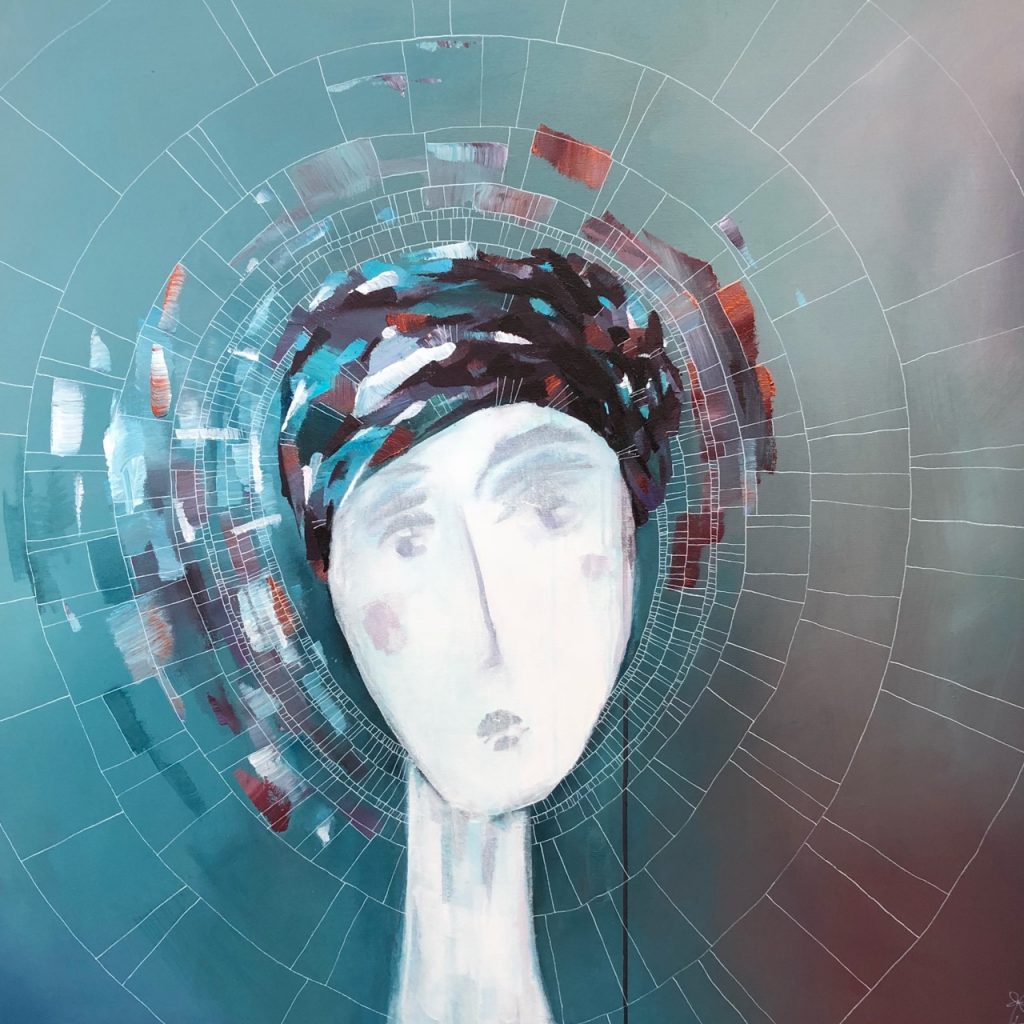 "Shelter" (Petrol) 100 x 100 cm