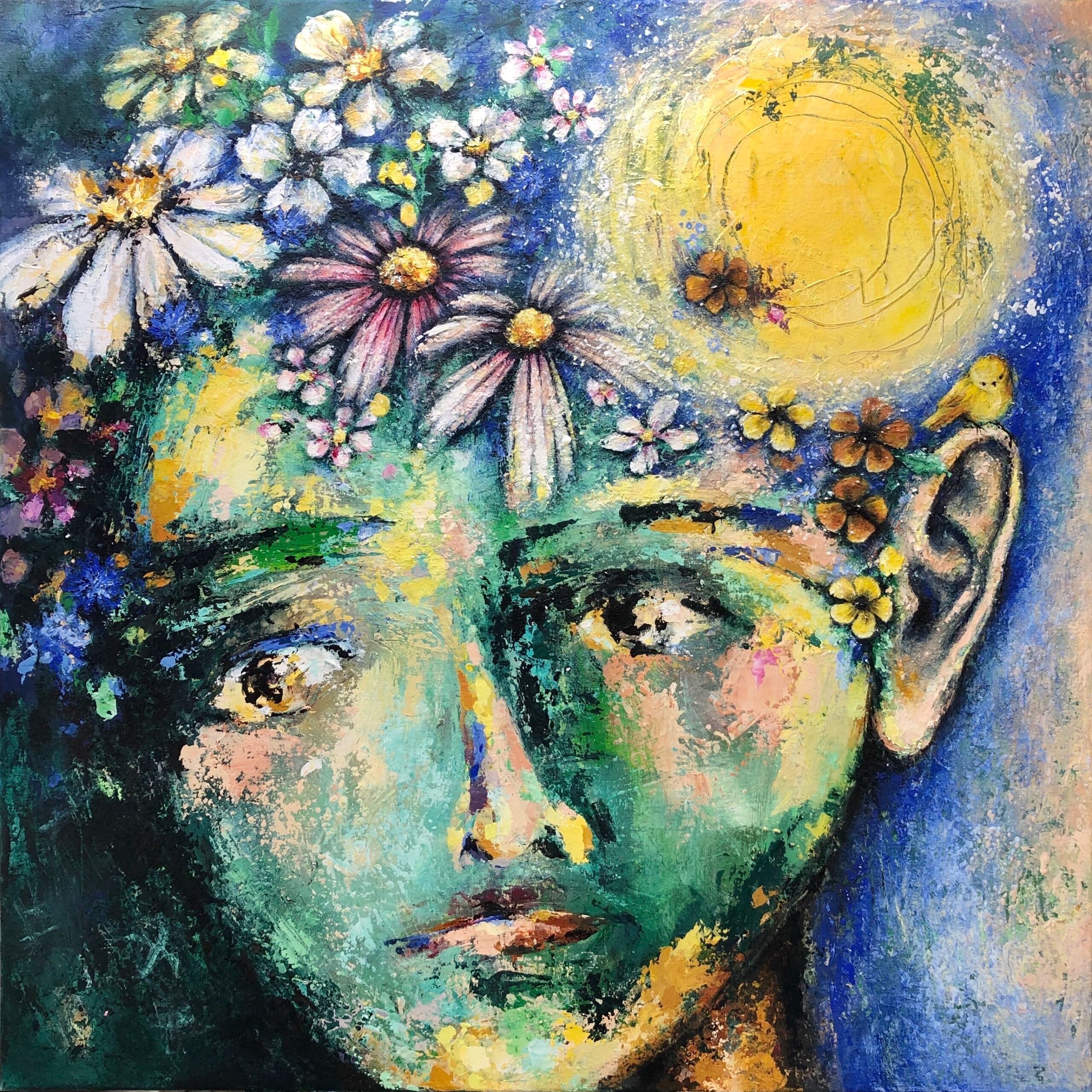 "Hende med det sorte øje..." 100 x 100 cm